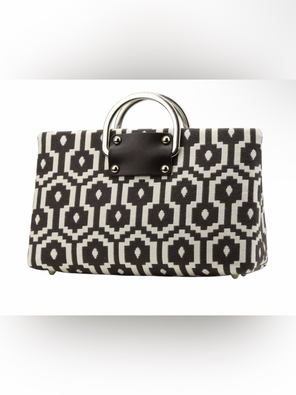 Add Libb Silver D's in Charcoal Geo- Black and White Purse